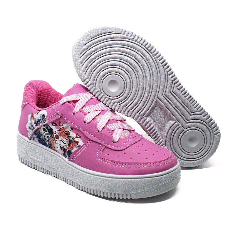 Kit Menina Tênis Infantil Stitch + Chinelo Infantil Personagens