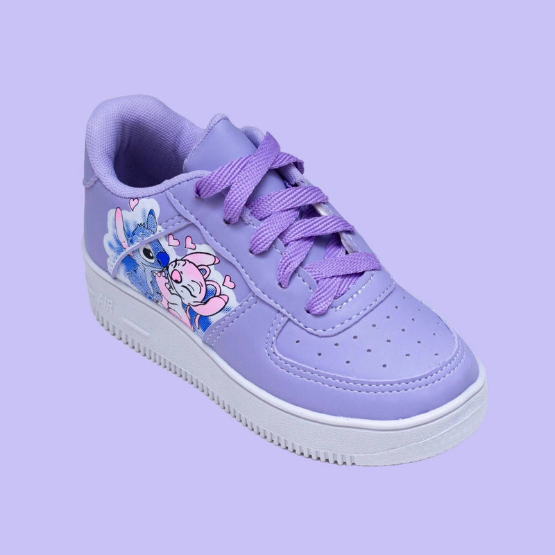 Kit Menina Tênis Infantil Stitch + Chinelo Infantil Personagens