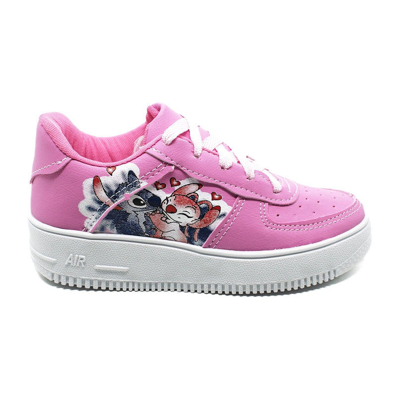 Kit Menina Tênis Infantil Stitch + Chinelo Infantil Personagens