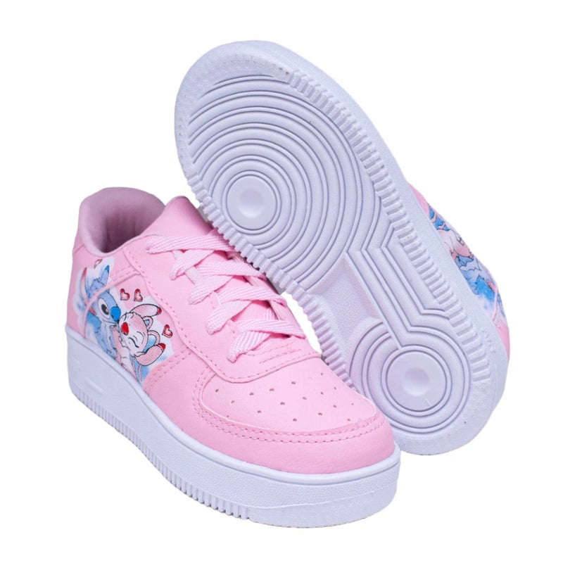 Kit Menina Tênis Infantil Stitch + Chinelo Infantil Personagens